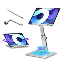 1 x RAW Customer Returns Zhixifan 360 Degree Rotating Tablet Holder Adjustable Aluminum Alloy Tablet Stand Portable Tablet Base Mount Hollow Heat Dissipation Double Heights for 4-13 Inch Smartphone, Tablet, Laptop Silver - RRP €33.26