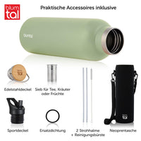 1 x RAW Customer Returns Blumtal Thermos bottle 750ml - double-walled stainless steel drinking bottle 750ml - insulated bottle 750ml BPA free - stainless steel drinking bottle tea bottle - Thermo drinking - sports bottle - Summer Green - RRP €20.16