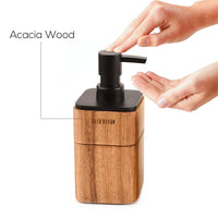 1 x RAW Customer Returns Satu Brown 3 Piece Acacia Wood Bathroom Accessory Set with Soap Dispenser, Bathroom Tumbler, Soap Dish, Bathroom Decor Accessories - RRP €29.23