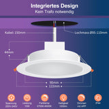 1 x RAW Customer Returns DUSKTEC recessed spotlight LED RGBWW, smart LED spots ceiling light 230V Alexa, ceiling spots LED APP dimmable colored 2700K-6000K warm white to cold white 10W, recessed ceiling lights flat for bathroom, pack of 4 - RRP €35.52