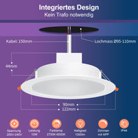 1 x RAW Customer Returns DUSKTEC recessed spotlights LED RGBWW, Smart LED spots ceiling light 230V Alexa, ceiling spots LED APP dimmable colored 2700K-6000K warm white to cold white 10W, recessed lights ceiling flat for bathroom 4 pieces - RRP €35.52