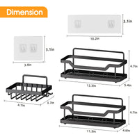 2 x RAW Customer Returns Shower shelf without drilling, 3 piece bathroom organizer set, shower shelf without drilling, black with soap dish, hooks and adhesive, rust-proof stainless steel shower shelf, shower basket for bathroom, kitchen - RRP €20.14