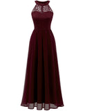 1 x RAW Customer Returns Wedtrend Women s Lace Dress Bridesmaid Dress Long Chiffon Evening Dress Party Cocktail Dress Halterneck Summer Dress Burgundy WT0201 Burgundy S - RRP €61.02