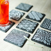 1 x RAW Customer Returns Amazy Slate Coasters 10 cm 8 Units Incl. Chalk Decorative 100 Natural Slate Coasters with Practical Leather Case Great Gift Idea - RRP €19.15