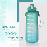 1 x RAW Customer Returns DEARRAY 2 liter Large Tritan drinking bottle with straw time marking 2l BPA-free motivational water bottle with time 2000ml motivating sports bottle for gym, fitness, hiking - RRP €24.19