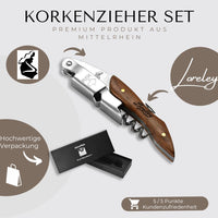 1 x RAW Customer Returns LORELEY MITTELRHEIN Germany Premium waiter s knife corkscrew wine opener bottle opener made of olive wood stainless steel for waiters bartenders every household occasion Loreley-black  - RRP €24.95