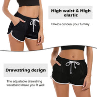 1 x RAW Customer Returns Rave on Friday Women s Swim Shorts Short Swim Trunks Summer Black Elegant Beach Shorts Quick-drying Swimming Shorts Gym Boardshorts with Pockets, XS, 34 - RRP €21.99