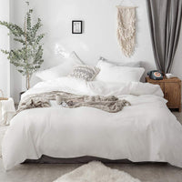 1 x RAW Customer Returns Lanqinglv White bed linen 220x240cm 100 cotton plain reversible bed linen set Renforce duvet cover with zipper and 2 pillowcases 80x80cm - RRP €39.98