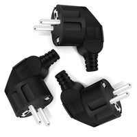 1 x RAW Customer Returns Schuko plug, plug 250V, power plug with strain relief, protective contact plug with anti-kink sleeve, splash-proof and durable, IP44, break-proof, black - 3 pieces - RRP €10.99