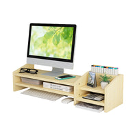 1 x RAW Customer Returns Catekro Monitor Stand, Ergonomic Laptop Computer Stand, Wooden Monitor Stand, Desktop Computer Organizer White Maple  - RRP €46.42