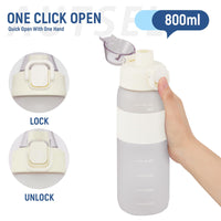 1 x RAW Customer Returns Autsel 800 ml drinking bottle, leak-proof water bottle, water bottle, sports bottle made of Tritan for sports, bicycles, outdoors, WHITE - RRP €10.06