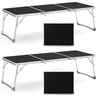 1 x RAW Customer Returns Namalu 2 Pack Folding Camping Table Portable Aluminum Picnic Table 37.8 x 16.5 x 10.8 inch Lightweight Triple Picnic Camping Table with Handle Multipurpose Folding Table for Outdoor Grilling Garden Cooking - RRP €28.02