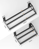 1 x Brand New KeZaara towel holder without drilling, towel holder wall 3 tier 30CM-55CM length retractable metal, black towel rail with 4 hooks - RRP €20.4