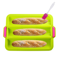 1 x Brand New KeepingcooX Baguette baking tray for 3 baguettes , 34x24x3 cm - Baguette tray, non-stick silicone baguette mold Bread crisping tray, loaf baking mold, perfectly bakes French bread, breadsticks and rolls - RRP €18.88