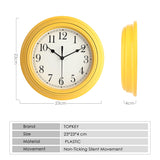 1 x RAW Customer Returns Topkey Silent Wall Clock Kitchen 9 Inch Retro Non-ticking Decorative Bedroom Office Wall Clock- Yellow - RRP €15.13