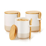 1 x RAW Customer Returns Yalucky Ceramic Storage Jars with Lid Airtight 680ml Sugar Bowl Coffee Jar Airtight Flour Muesli Cereal Storage Box with Lid Kitchen Cream Kitchen Accessories 3 680ml  - RRP €35.0