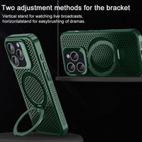 1 x RAW Customer Returns Rdyi6ba8 Case Heat Dissipation for iPhone 15 Pro Max, Compatible with Wireless Charging, Cell Phone Case with Invisible Stand Heat Dissipation PC Protective Case for iPhone 15 Pro Max Green  - RRP €21.6