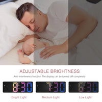 1 x RAW Customer Returns LOFICOPER Digital Alarm Clock, 6.5 LED Alarm Clock with Sound Control, Large Color Font, 3 Brightness, 3 Alarm, 12 24 Time Date Temperature, USB Cable - Colorful - RRP €10.07