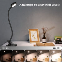 1 x RAW Customer Returns EYOCEAN reading lamp, LED bedside lamp, gooseneck clamp light, children s bed lamp, 3 modes 9 brightness levels, eye care desk lamp for office home use, adapter included, 5W, black - RRP €17.99