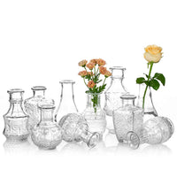 1 x Brand New Glasseam Glass Vase for Flowers Set of 10 Clear Vintage Bud Vase Sweet Mini Polka Dot Vase for Centerpiece Home Decor Wedding - RRP €40.69