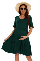 1 x RAW Customer Returns Smallshow Women s Maternity Dress Short Sleeve Summer Pregnancy Maternity Dress Deep Green XXL - RRP €34.99