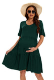 1 x RAW Customer Returns Smallshow Women s Maternity Dress Short Sleeve Summer Pregnancy Maternity Dress Deep Green XXL - RRP €34.99