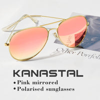 1 x RAW Customer Returns KANASTAL Sunglasses Men and Women Mirrored Pink Lenses with Premium Metal Frame UV400 Protection Classic Mirrored Glass Sunglasses - RRP €18.99