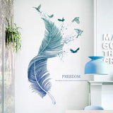 1 x RAW Customer Returns WandSticker4U - Wall sticker FEATHER in blue I Murals 72x124 cm I Wall tattoo living room modern sayings bird I Wall decoration for kitchen, bedroom, bathroom, hallway, furniture sticker LARGE - RRP €14.02