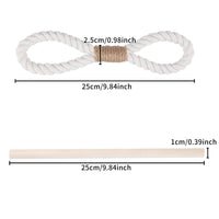 1 x RAW Customer Returns OCIOLI 4 Pack Boho Curtain Tiebacks Handmade Curtain Tiebacks with Wood Club Cotton Rope Tie Backs Curtain Tiebacks Curtain Tiebacks for Curtains Beige Cotton Rope, 4  - RRP €14.42