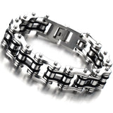 1 x RAW Customer Returns COOLSTEELANDBEYOND 22CM Men s Bracelet Top Quality Stainless Steel Bicycle Chain Motorcycle Chain Black Silver Two Tones High Gloss Polished - RRP €32.45