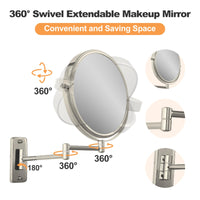 1 x RAW Customer Returns FFowcye 8 inch cosmetic mirror wall mount, magnifying mirror wall mount with 1x 10x double-sided magnification 360 swivel makeup mirror for bathroom cosmetic studio hotel, nickel no light - RRP €29.99