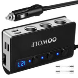 1 x RAW Customer Returns OOWOLF cigarette lighter distributor, QC 3.0 180W 12V 24V, adapter car charger, 3 DC socket splitter 4 USB ports car distributor for smartphone, tablet, GPS, navigation - RRP €25.93