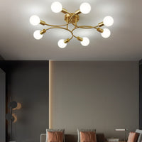 1 x RAW Customer Returns niuniaj Ceiling Lamp Vintage 8 Flames Sputnik Industrial Ceiling Lamp Retro Chandelier, Compatible with E27 LED, CFL and Edison Lamp, Ceiling Lamp Chandelier for Living Room Dining Room Kitchen Gold  - RRP €53.44