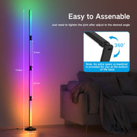 1 x RAW Customer Returns OUTON LED floor lamp, RGBICWW 24W 2600LM dimmable foldable floor lamp with remote control, compatible with Alexa Google Home, APP control, music sync, 16 million colors 300 scene modes for living room - RRP €67.55