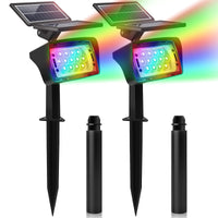 1 x RAW Customer Returns MEIKEE Solar Spotlights RGB Garden Lighting RGB 4 Cycle Modes IP66 Waterproof Solar Garden Lights RGB for Garden, Garage, Path and Balcony 2PCS - RRP €10.07