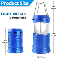 1 x Brand New Portable LED Camping Lantern - Ultra Bright USB Rechargeable Solar Lantern Battery Powered Flashlight, for Camping, Hiking, Shed in Power Outages Blue  - RRP €11.69