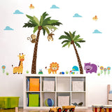 3 x Brand New Runtoo Jungle Animals Wall Decals Palm Tree Monkey Giraffe Wall Stickers for Kids Bedroom Wall Decor - RRP €61.2