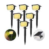 1 x RAW Customer Returns ZEEQII solar spotlights for outdoors, 6 pieces 3000K warm white solar spotlights for outdoors, IP65 waterproof 46 LED solar lamps for outdoors in the garden, light sensor solar lights for paths and entrances - RRP €49.99