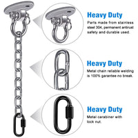 1 x RAW Customer Returns BeneLabel Wood Concrete Ceiling Hanger 180 Swivel Hammock Swing Hanging Screw Bolt Hardware Oval Bracket 1M Silver Chain Carabiner for Outdoor Playground Chair Yoga Rope Punching Bags, 1000lbs - RRP €22.16