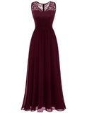 1 x RAW Customer Returns DRESSTELLS Women s Evening Dress Floor Length Elegant for Wedding Chiffon Bridesmaid Dresses Lace Cocktail Dress Sleeveless Ball Gown Burgundy XL - RRP €62.99