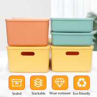 1 x RAW Customer Returns UHAPEER Storage Box with Lid and Handle, Storage Boxes Set of 6, 3 Colors, BPA-Free Plastic, Stackable Storage Box for Clothes, Toys, Cube Container 2L, 2M, 2S  - RRP €41.14