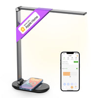 1 x RAW Customer Returns VOCOlinc Smart Desk Lamp LED with 10W Wireless Charging, Compatible with HomeKit Alexa Google Home, Stepless Dimming, Voice APP Touch Control, with Timer, Memory Function - RRP €40.33