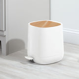 1 x RAW Customer Returns mDesign 5 L pedal waste bin for bathroom, kitchen or bedroom - small plastic waste bin - modern waste paper basket with removable inner bin and lid in bamboo look - white and brown - RRP €66.32