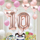 8 x Brand New Cute 10th Birthday Balloon 10th Birthday Decorations Happy 10th Birthday Party Supplies Rose Gold Number 10 Foil Mylar Balloons Latex Balloon Gifts for Girls Boys Women Men - RRP €129.04