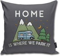 5 x Brand New QMS CONTRACTING LIMITED Camping Home Is Where We Park It Throw Pillow Cover Motorhome Gift Cushion Covers for Home Decor Designer Pillow Case for Sofa Bedroom Car 18 x 18 Inch - RRP €102.0