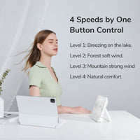 1 x RAW Customer Returns JISULIFE Table Fan Quiet, 4500mAh Mini Fan Rechargeable Battery, 180 Foldable Portable Fan Small, 4 Speeds Adjustable For Home Office Travel-White - RRP €25.7