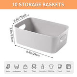 1 x RAW Customer Returns LYLIDIA 10 pieces storage box plastic storage basket with handles kitchen cabinet organizer box baskets storage plastic box for bathroom shelf plastic box gray  - RRP €27.16