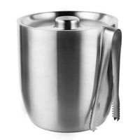 1 x RAW Customer Returns Tiken 3L stainless steel ice bucket with lid and tongs, double-walled vacuum insulated ice bucket, ice cube container for sparkling wine, cocktail bar, parties outdoor - RRP €50.72