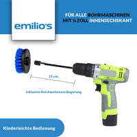 3 x Brand New Emilio s brush attachment for drill 7 brush attachments - cleaning brushes for the drill brush attachment for cordless screwdrivers - drill brush set - RRP €60.33