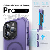 1 x Brand New DASFOND case for iPhone 15 Pro Max, Compatible with MagSafe Magnetic mobile phone case, transparent matte back, thin shockproof stripe protective case, purple - RRP €28.56